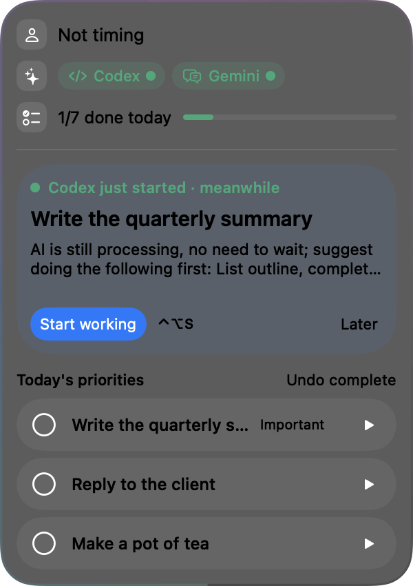 The floating status opened (dark)
